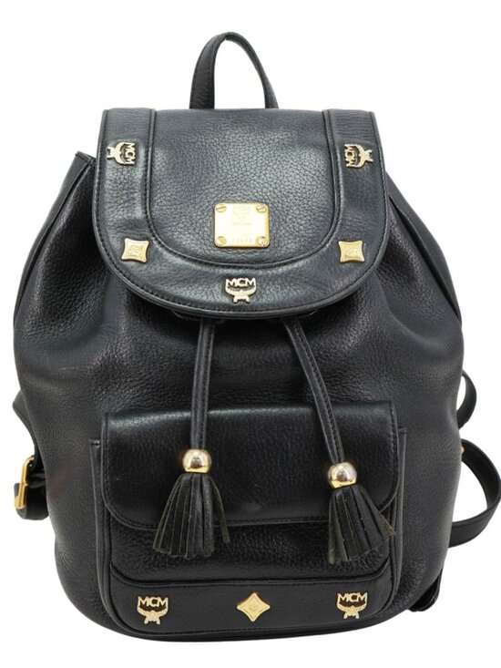 MCM  Logo Vintage Leather Drawstring Backpack Black main image 10
